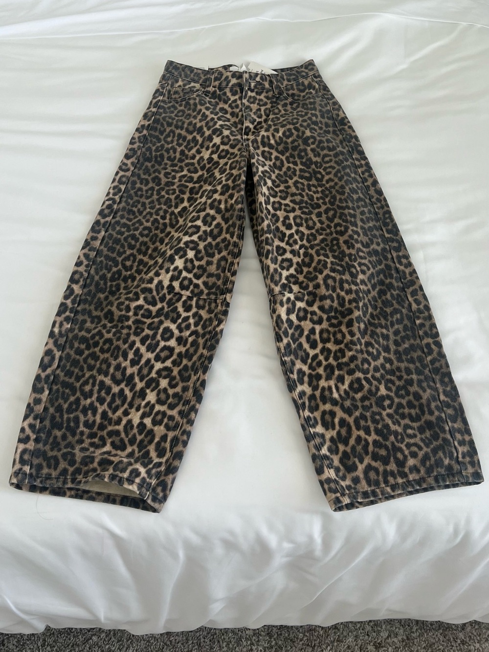H&M Leopard-Print Barrel Leg Pants - Brown & Black
